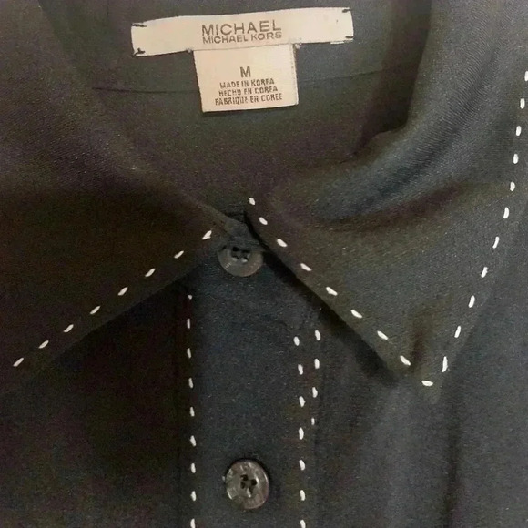 Michael Kors Black Button Down Blouse, Size M - Picture 3 of 4